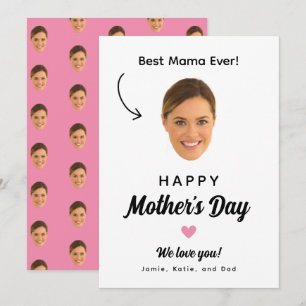 Funny Face Photo Pink Happy Mother's Day Card