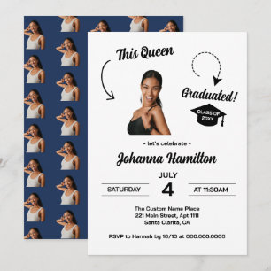 Funny Face Photo Women Graduation Party Invitation