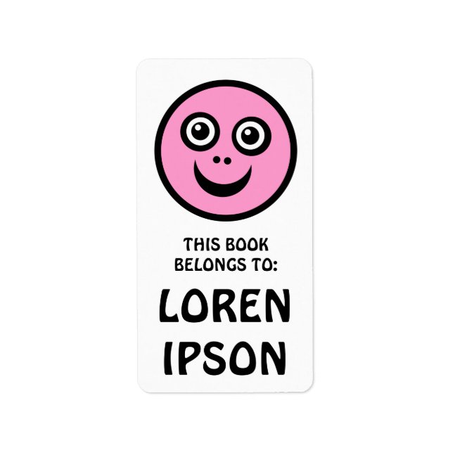 Funny Face - Pink - Book Plate Label (Front)