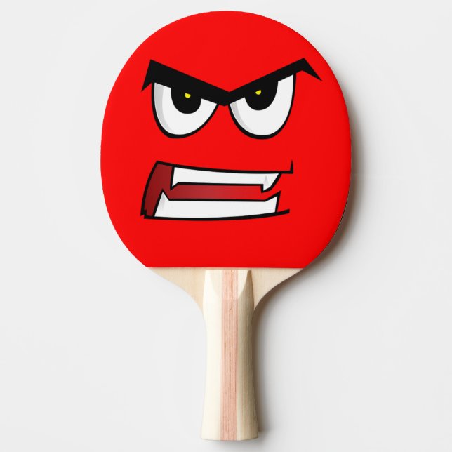 Funny Face Red Wide Mouth Table Tennis Ping Pong Paddle (Front)