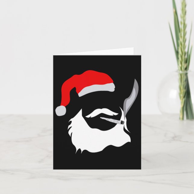 Funny Face Santa Clause Smoking Weed Christmas  Card (Front)