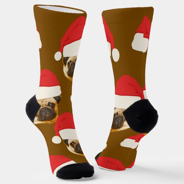 Funny Face | Santa Claus's Hat and Your PETS Face Socks (Angled)