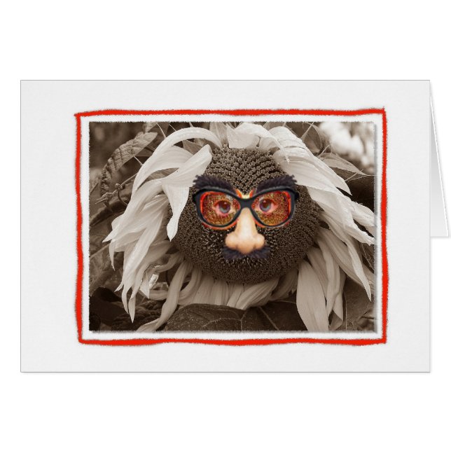 Funny Face Sunflower Card (Front Horizontal)