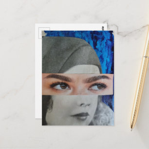 Funny Face Surreal Collage Postcard