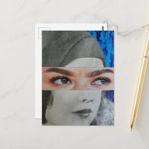 Funny Face Surreal Collage Postcard