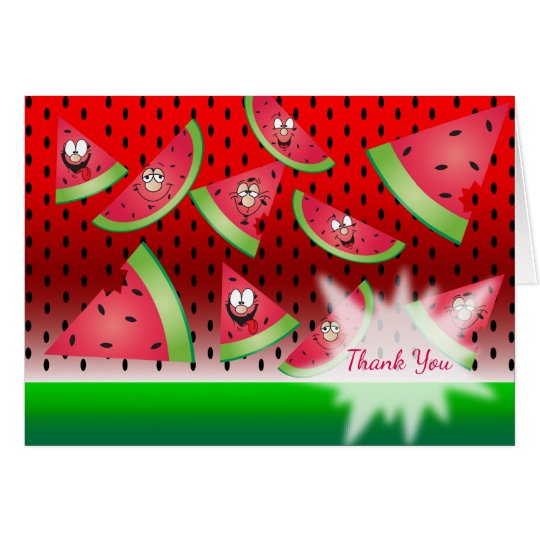 Funny Face Watermelon - Thank You Card