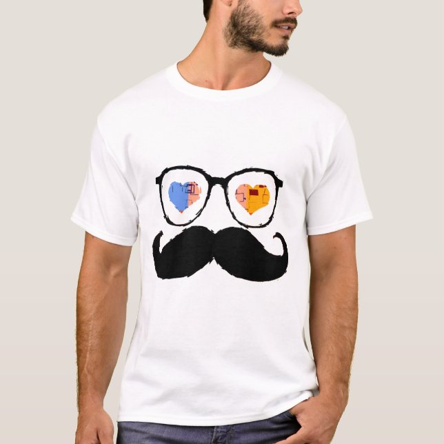 Funny Face with Moustache 3 T-Shirt (Front)
