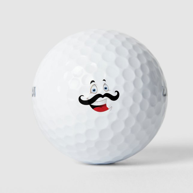 Funny Face with Moustache Golf Balls (Front)