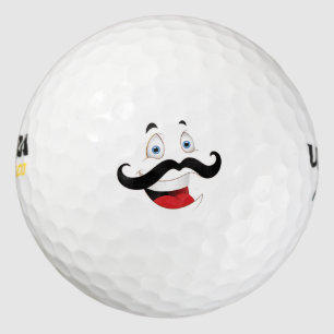 Funny Face with Moustache Golf Balls