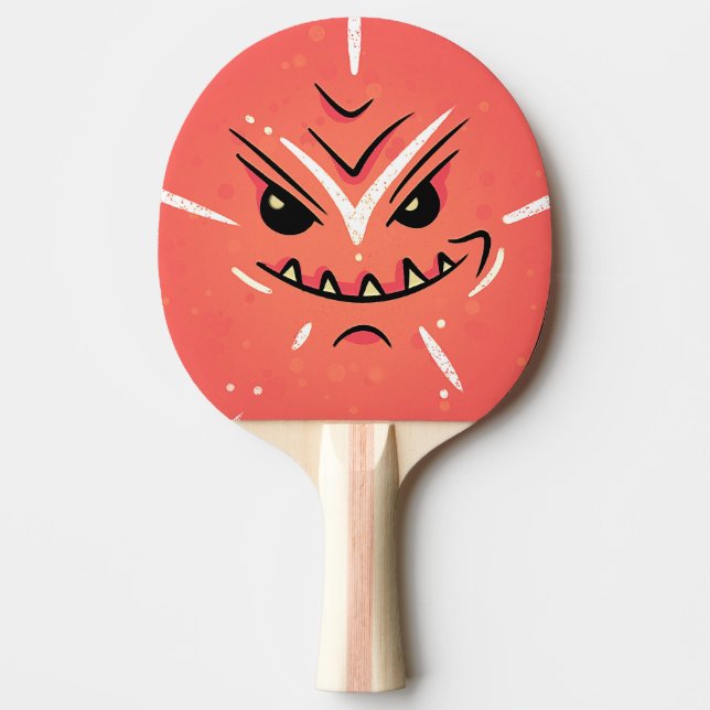 Funny Face with Smirky Smile - Red Ping Pong Paddle (Front)