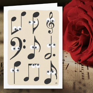 Funny-faced Music Notes Happy Birthday