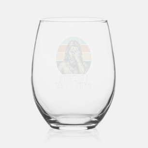 Funny Facepalm Vintage Engraving Quote Design_1 Stemless Wine Glass