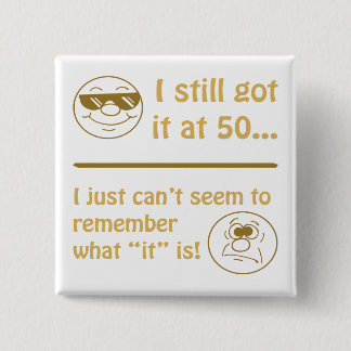 Funny Faces 50th Birthday Gag Gifts 15 Cm Square Badge