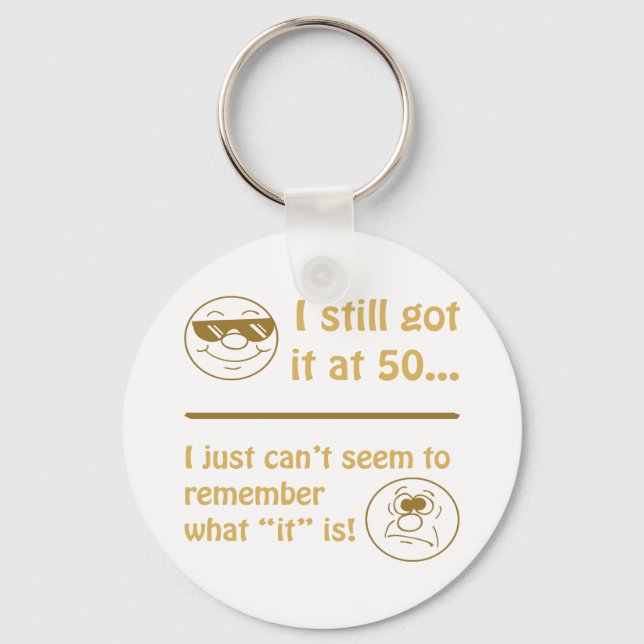 Funny Faces 50th Birthday Gag Gifts Key Ring (Front)