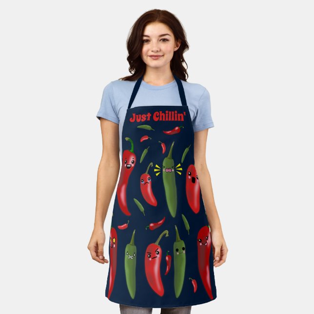 Funny faces chilli chile peppers Mexican southwest Apron (Worn)