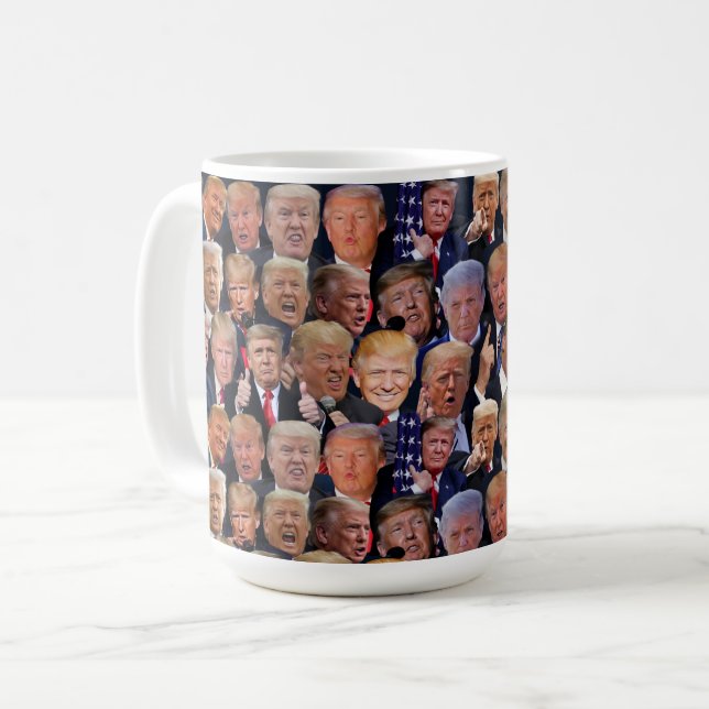 Funny Faces Of Trump Coffee Mug (Front Left)