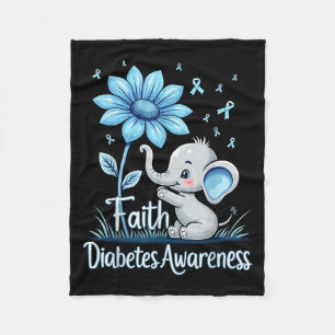 Funny Faith Elephant Sunflower Ribbon Diabetes Awa Fleece Blanket