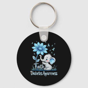 Funny Faith Elephant Sunflower Ribbon Diabetes Awa Key Ring