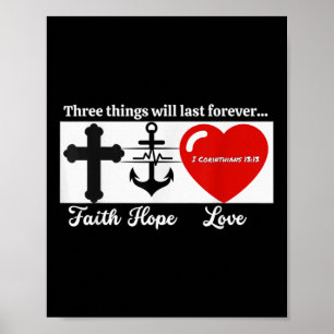 Funny Faith Hope Love Jesus Christian Heart Design Poster