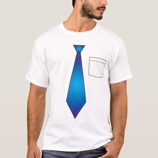 Funny Fake Blue Necktie Shirt (Front)