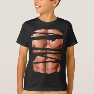 Funny Fake Muscles Fitness Model Chest Six Pack Ab T-Shirt
