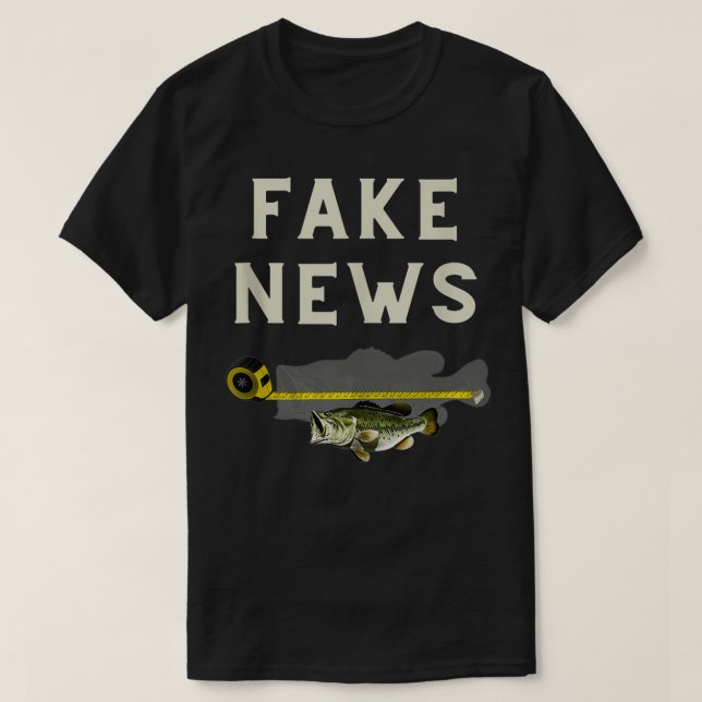 Funny Fake News large mouth bass fishing design  T-Shirt (Design Front)