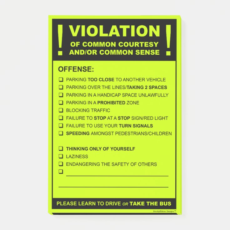 parking violation template