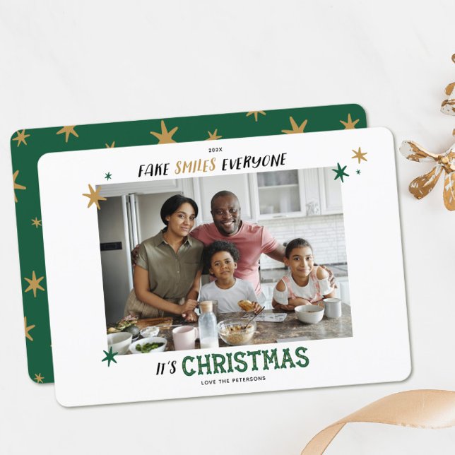 Funny Fake Smiles Everyone Christmas Card (Creator Uploaded)