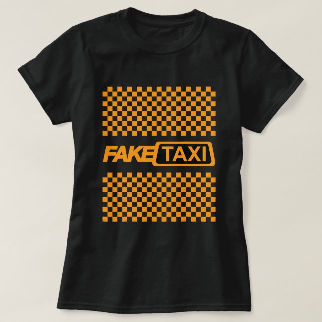 Funny Fake Taxi Yellow Cab Driver T-Shirt (Design Front)