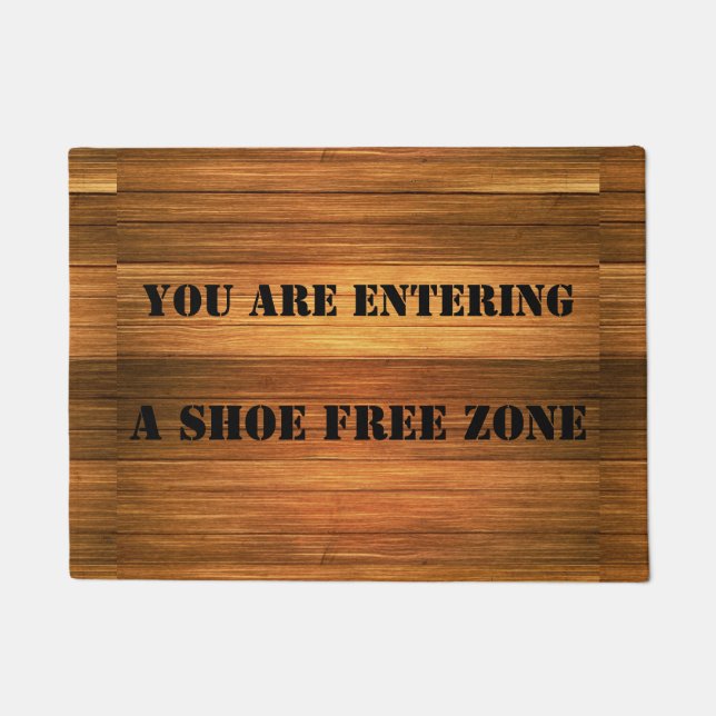 Funny Fake Wood Shoe Free Zone Door Mat (Front)