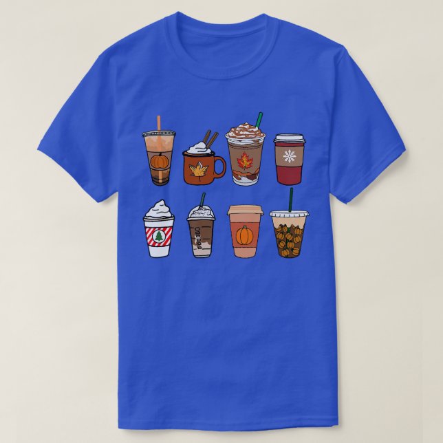 Funny Fall Autumn Season Coffee Cute Latte Hallowe T-Shirt (Design Front)