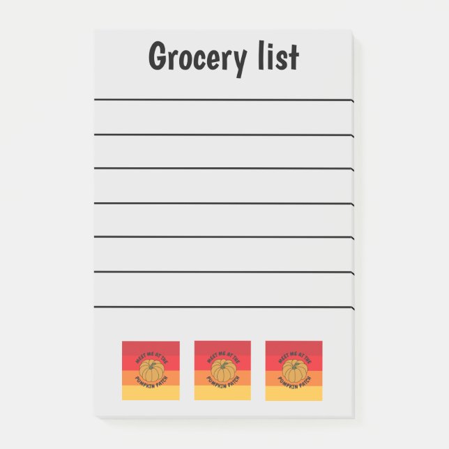 Funny Fall Grocery List Post-it Notes (Front)