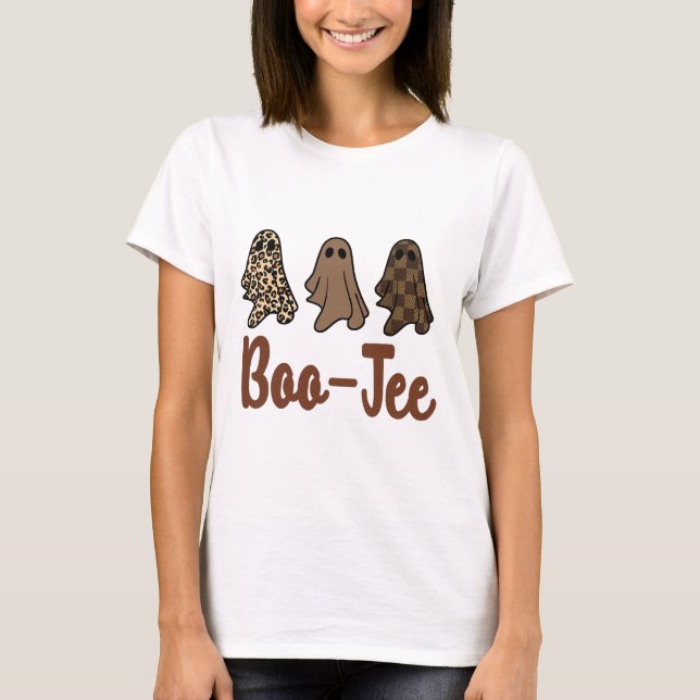 Funny Fall Halloween Ghost Boujee Boo-jee Spooky S T-Shirt (Front)