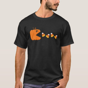 Funny Fall Halloween Pumpkin Eating Candy Corn Aut T-Shirt