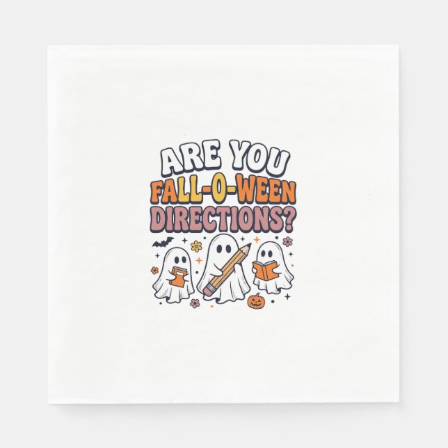 Funny Fall Halloween Teacher Ghost Directions Shir Napkin (Front)