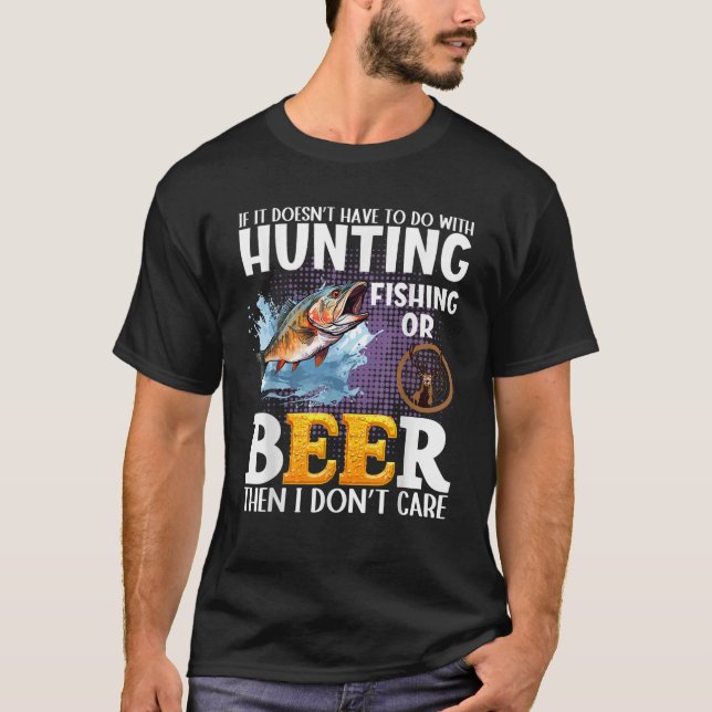 Funny fall or spring bass fishing elk dear hunting T-Shirt (Front)