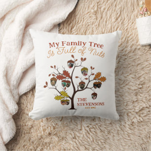 Funny Fall Photo Family Tree is Full of Nuts Cushion