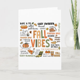 Funny Fall Vibes Autumn Pumpkins Fall Leaves Hallo Card