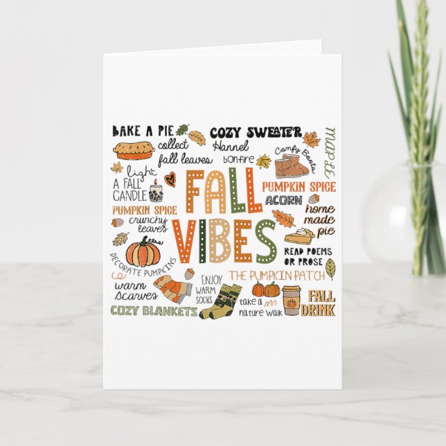 Funny Fall Vibes Autumn Pumpkins Fall Leaves Hallo Card (Front)
