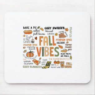 Funny Fall Vibes Autumn Pumpkins Fall Leaves Hallo Mouse Mat