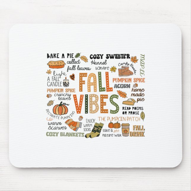 Funny Fall Vibes Autumn Pumpkins Fall Leaves Hallo Mouse Mat (Front)