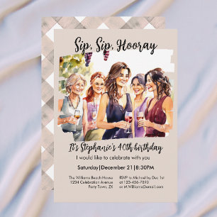 Funny Fall Wine Tasting Woman's 40th Birthday Invi Invitation