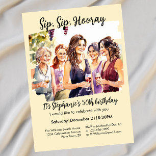 Funny Fall Wine Tasting Woman's 50th Birthday Invitation