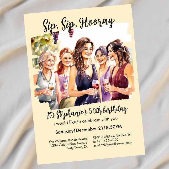 Funny Fall Wine Tasting Woman's 50th Birthday Invitation (Creator Uploaded)