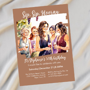 Funny Fall Wine Tasting Woman's 50th Birthday Invitation