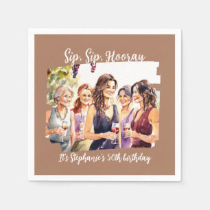 Funny Fall Wine Tasting Woman's 50th Birthday Napkin