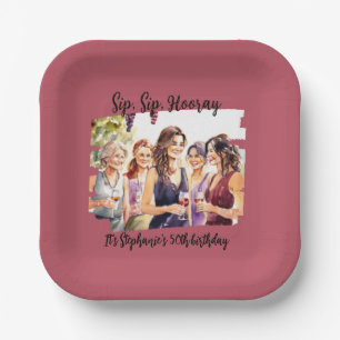 Funny Fall Wine Tasting Woman's 50th Birthday Paper Plate