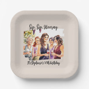 Funny Fall Wine Tasting Woman's 50th Birthday Paper Plate