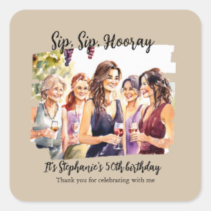 Funny Fall Wine Tasting Woman's 50th Birthday Square Sticker