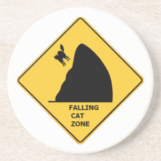 Funny Falling Cat Zone Sign Coaster